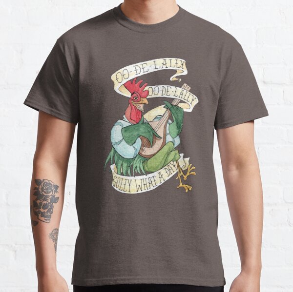 Alan-A-Dale Rooster : OO-De-Lally Golly What A Day Tattoo Watercolor Painting Robin Hood Classic T-Shirt RB2102 product Offical chicken arms Merch