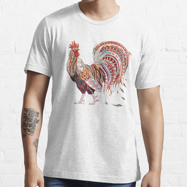 Patterned fiery rooster Essential T-Shirt RB2102 product Offical chicken arms Merch